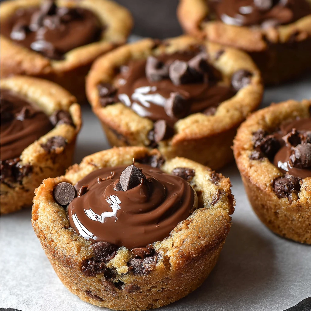 Best Chocolate Chip Cookie Cups Recipe Homemade Nutella Cookie Cups Chocolate Chip Nutella Cup Desserts Easy Nutella Stuff...