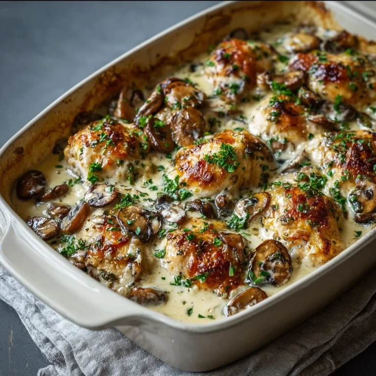 Keto Garlic Mushroom Chicken Casserole