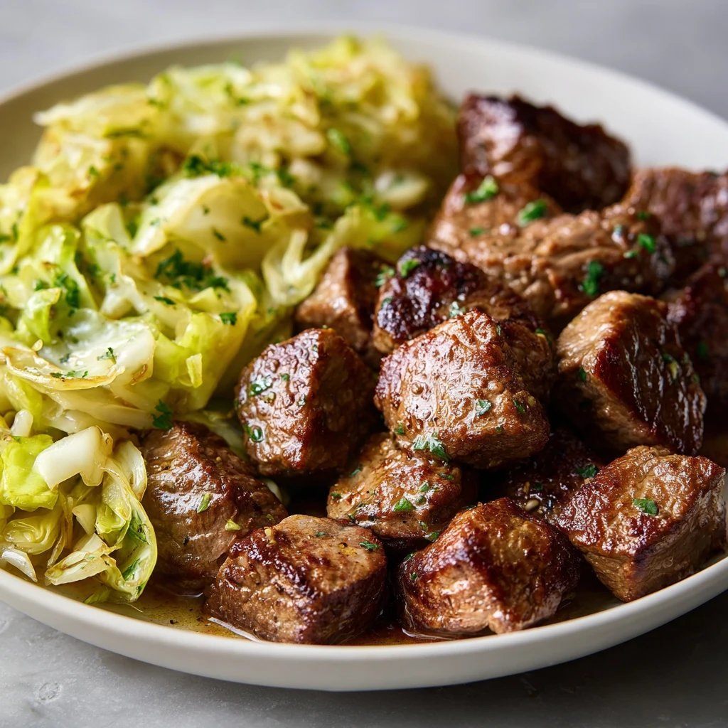 Garlic Butter Steak Bites Recipe Sauteed Cabbage And Steak Bites How To Make Garlic Steak Bites Best Garlic Butter For Ste...